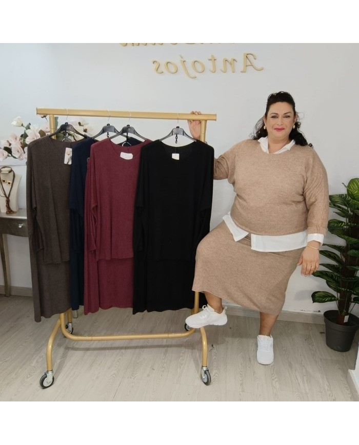 Conjunto Jersey y Falda de Punto Azucena | Chándal Casual Nude