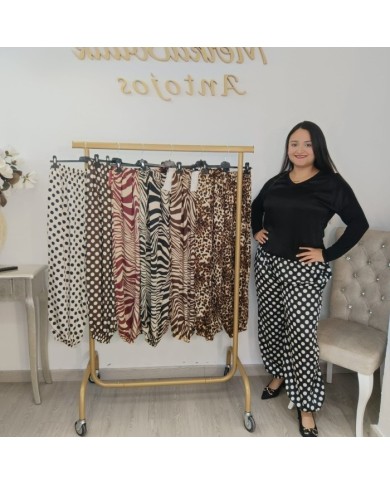 Pantalón Bombacho Satén Cebra - Animal Print Mujer