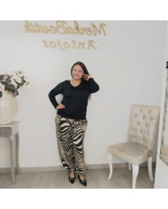 Pantalón Bombacho Satén Cebra - Animal Print Mujer