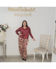 Pantalón Bombacho Satén Cebra - Animal Print Mujer