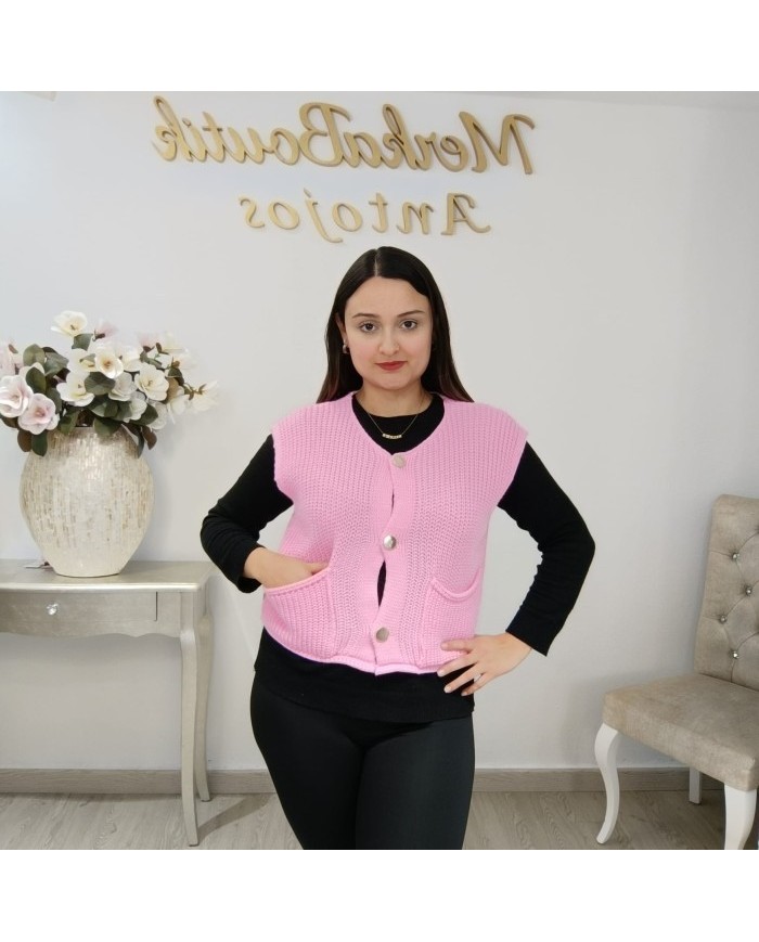 Chaleco Jade de Punto Grueso - Chaleco Vintage Mujer