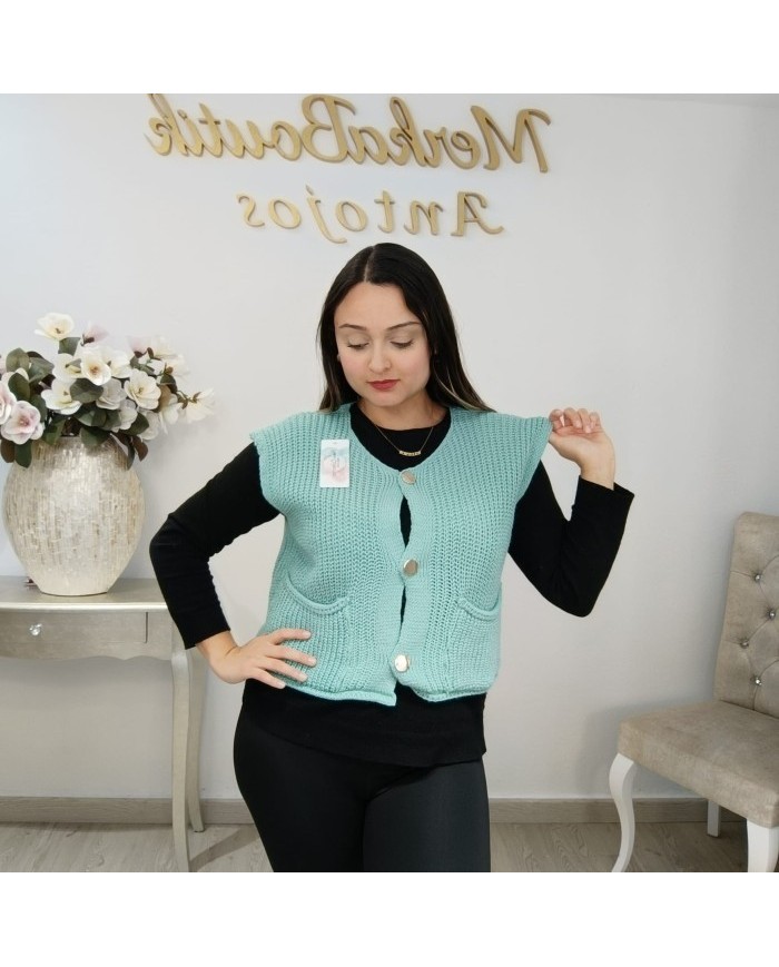 Chaleco Jade de Punto Grueso - Chaleco Vintage Mujer