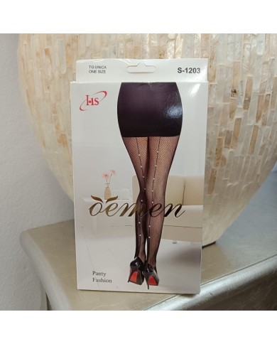 Media de Red con Pedrería y Diamantes | Panty Rejilla Brillante | S-1203