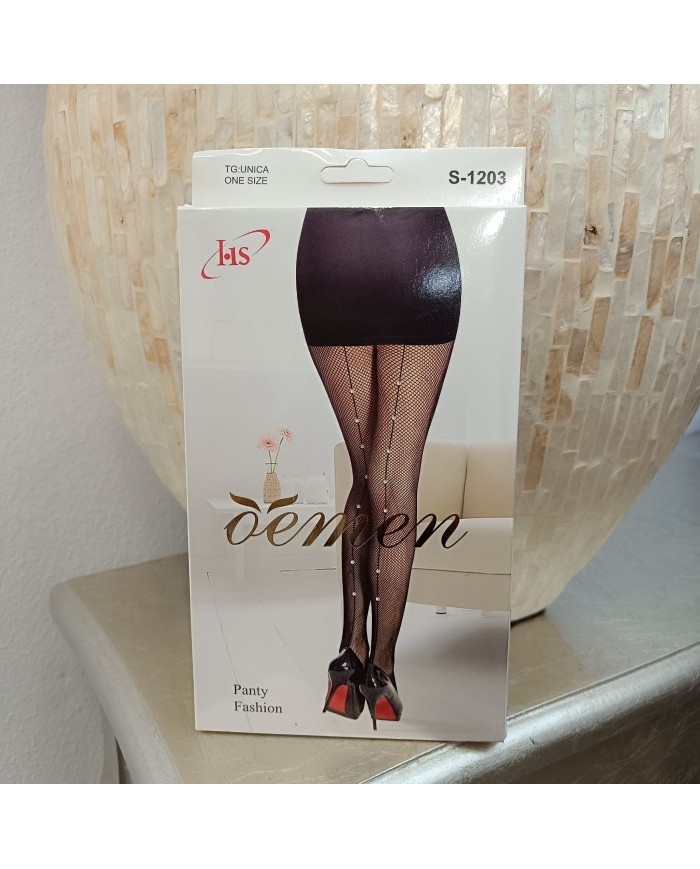 Media de Red con Pedrería y Diamantes | Panty Rejilla Brillante | S-1203