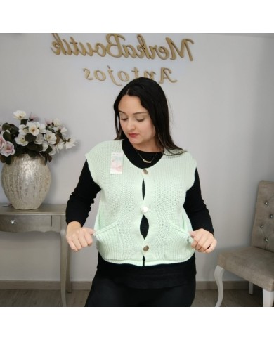 Chaleco Jade de Punto Grueso - Chaleco Vintage Mujer