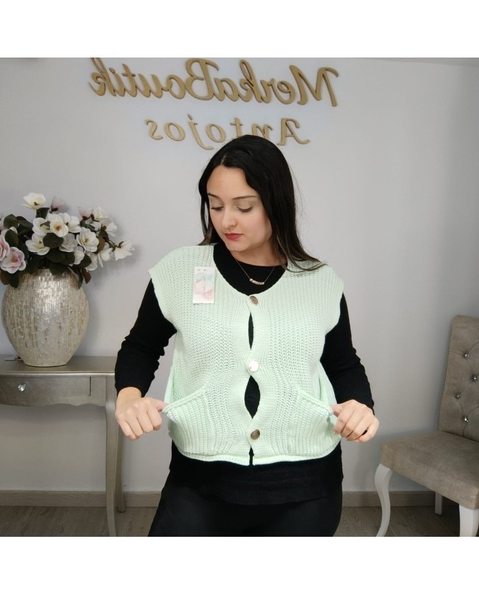 Chaleco Jade de Punto Grueso - Chaleco Vintage Mujer