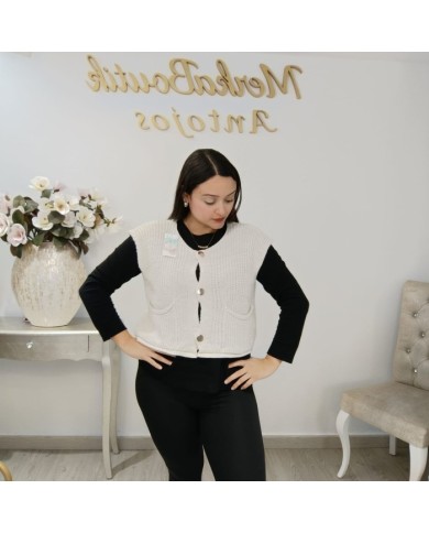 Chaleco Jade de Punto Grueso - Chaleco Vintage Mujer
