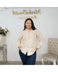Camisa India Bordada Beige - Estilo Étnico y Bohemio Camisa India Bordada Beige - Estilo Étnico y Bohemio