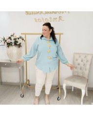 Camisa Concha Azul Tallas Grandes - Botones Joya Plus Size