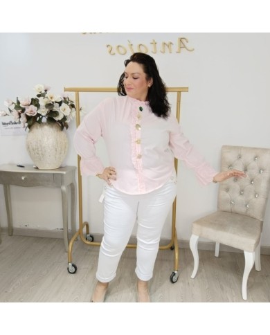 Camisa Diamante Rosa Tallas Grandes - Botones Joya Plus Size Camisa Diamante Rosa Tallas Grandes - Botones Joya Plus Size