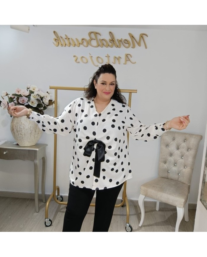 Blusa Jerez Lunar Grande Tallas Grandes - Lazo Negro Plus Size