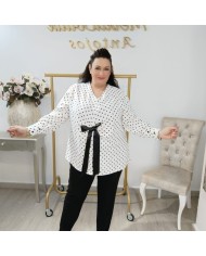 Blusa Jerez Lunar Pequeño Tallas Grandes - Lazo Negro Plus Size