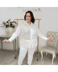 Camisa Cristal Bordado Inglés Tallas Grandes - Calados Plus Size