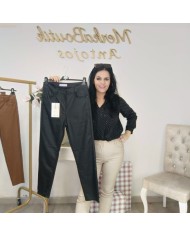 Pantalón Encerado Beige Tallas Grandes - Efecto Cuero Plus Size