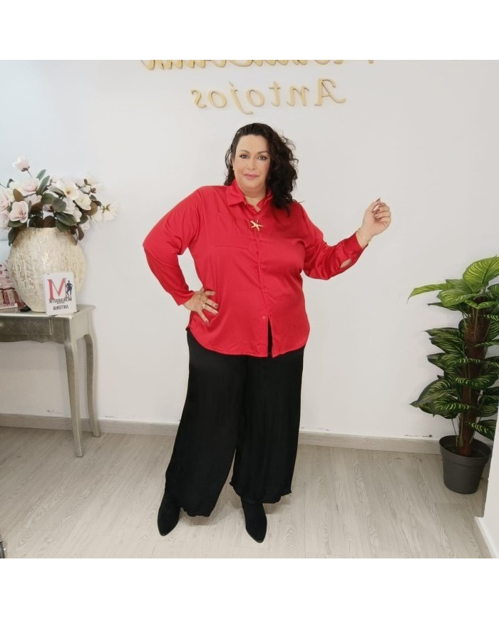 Camisa Satén Mar - Blusa Sedosa Oversize - Crudo Burdeos