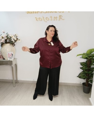 Camisa Satén Mar - Blusa Sedosa Oversize - Crudo Burdeos Camisa Satén Mar - Blusa Sedosa Oversize - Crudo Burdeos