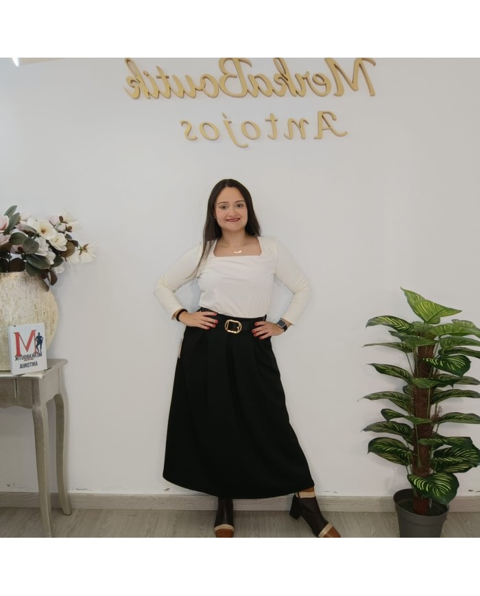 Falda Andrea Midi Plisada | Cinturón Elegante | MerkaBoutik Antojos