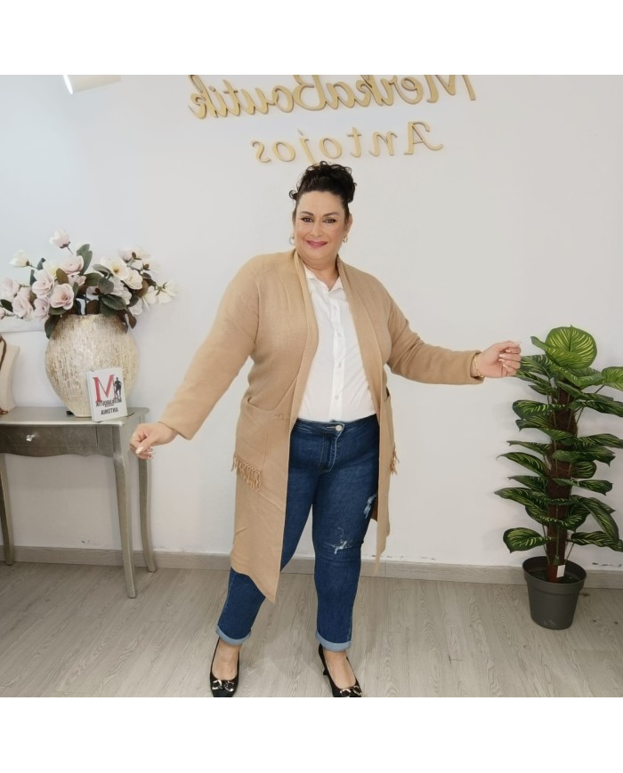 Rebeca Zaragoza Larga Tallas Grandes - Cárdigan Punto Denim Plus Size