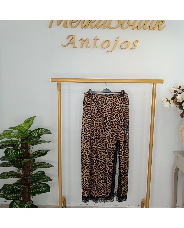 Falda Larga Seducción Print | Estampado Leopardo y Encaje | Antojos