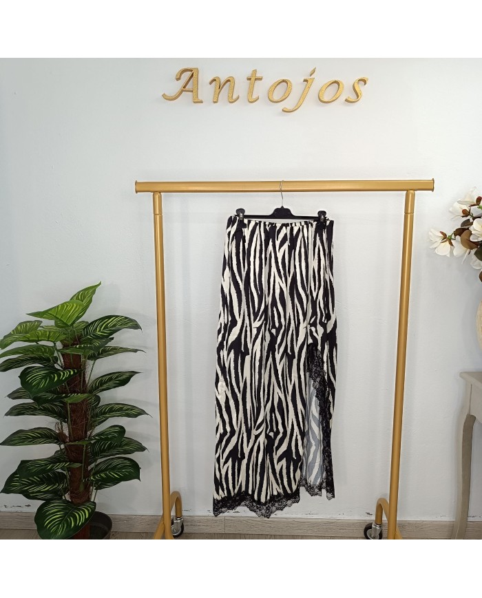 Falda Larga Seducción Print | Estampado Leopardo y Encaje | Antojos
