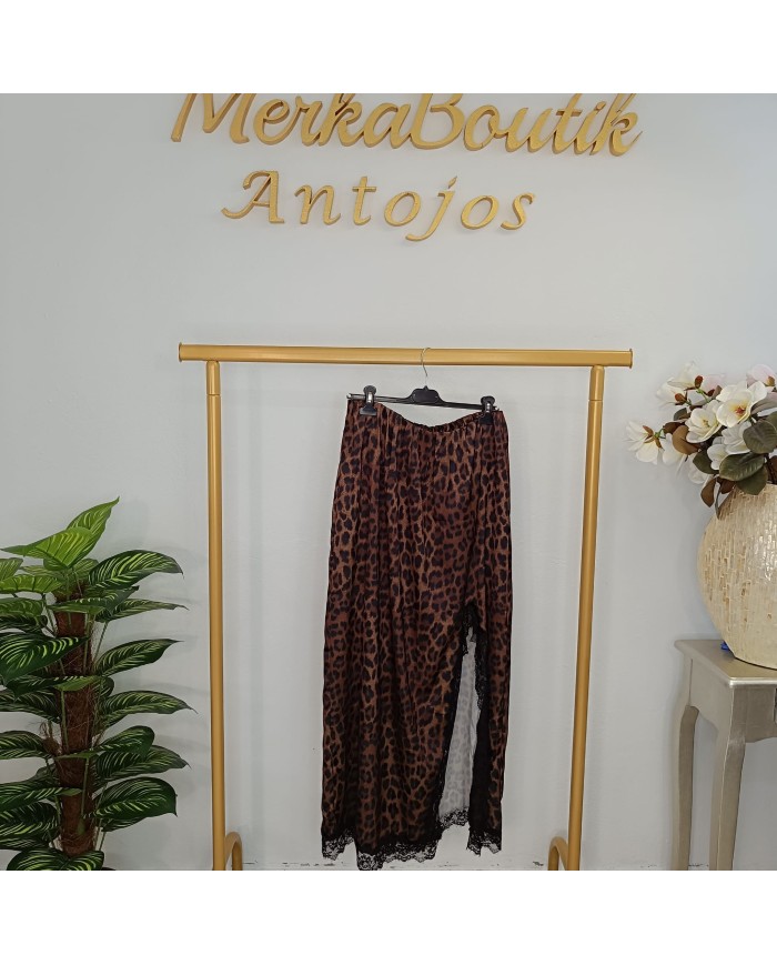 Falda Larga Seducción Print | Estampado Leopardo y Encaje | Antojos