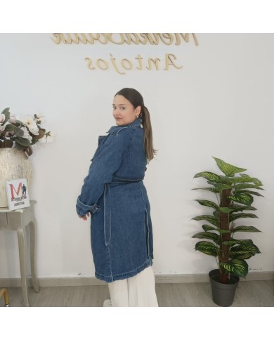 Gabardina Vaquera Oversize - Trench Coat Denim Largo Gabardina Vaquera Oversize - Trench Coat Denim Largo