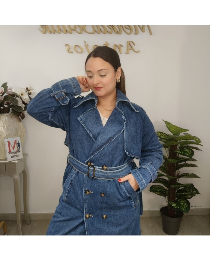Gabardina Vaquera Oversize - Trench Coat Denim Largo