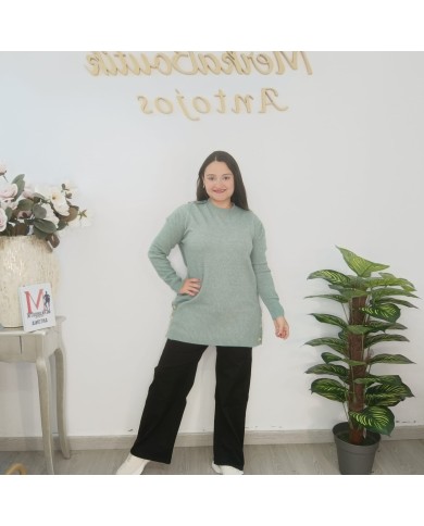 Jersey Túnica Largo con Botones Decorativos | Punto Suave | Varios Colores