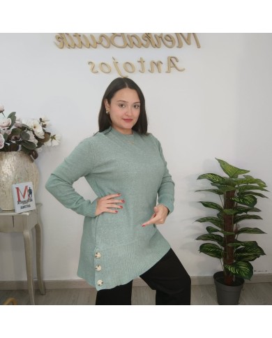 Jersey Túnica Largo con Botones Decorativos | Punto Suave | Varios Colores