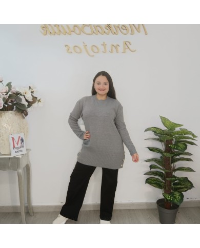 Jersey Túnica Largo con Botones Decorativos | Punto Suave | Varios Colores