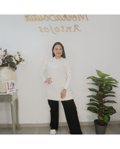 Jersey Túnica Largo con Botones Decorativos | Punto Suave | Varios Colores