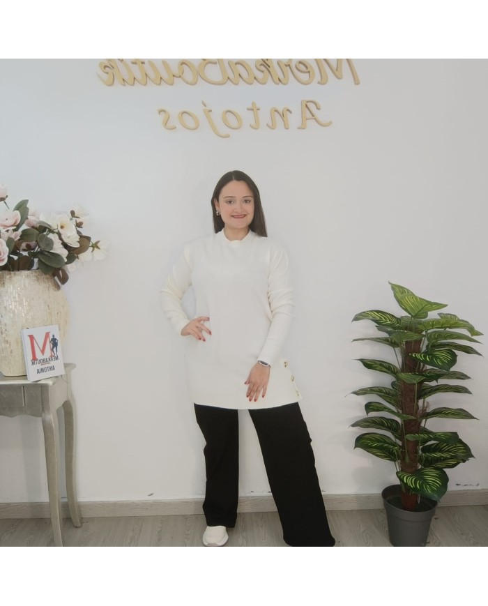 Jersey Túnica Largo con Botones Decorativos | Punto Suave | Varios Colores