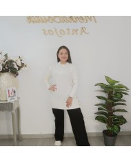 Jersey Túnica Largo con Botones Decorativos | Punto Suave | Varios Colores