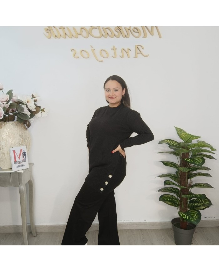 Jersey Túnica Largo con Botones Decorativos | Punto Suave | Varios Colores