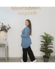 Jersey Túnica Largo con Botones Decorativos | Punto Suave | Varios Colores