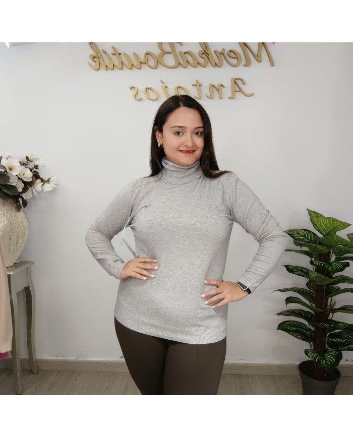 Jersey Básico Cuello Alto Mujer | Punto Manga Larga | Varios Colores