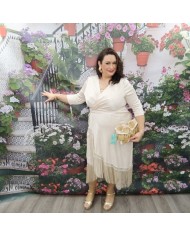 Vestido Utrera Terciopelo Nude Tallas Grandes - Flecos Elegantes