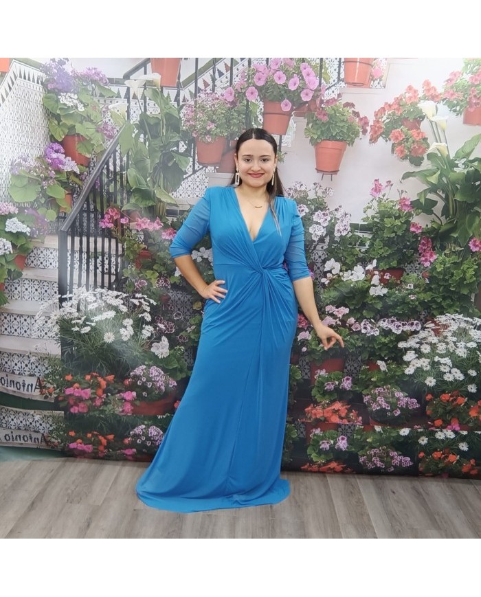 Vestido Sueño Turquesa Tallas Grandes - Invitada Gala Escote V