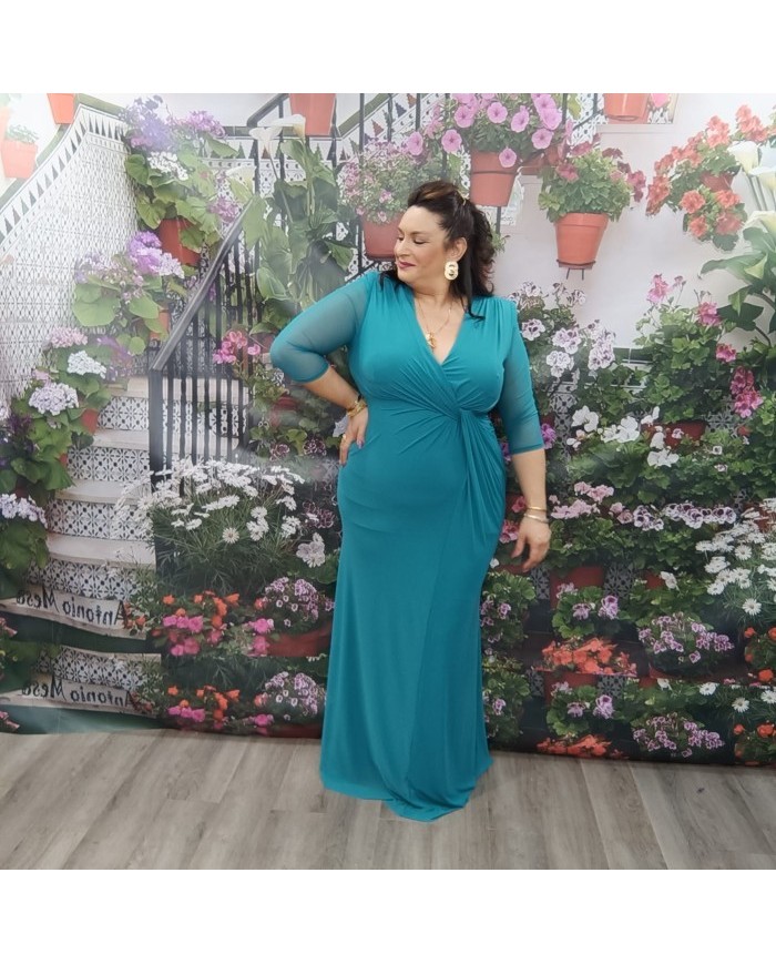 Vestido Sueño Turquesa Tallas Grandes - Invitada Gala Escote V