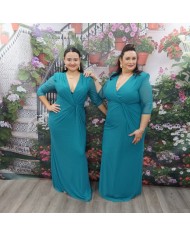 Vestido Sueño Turquesa Tallas Grandes - Invitada Gala Escote V