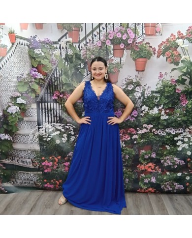 Vestido Marta Largo Azul Encaje Tallas Grandes - Invitada Gala