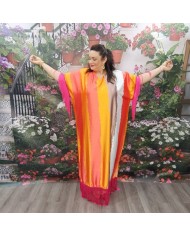 Vestido Amina Kaftán Maxi Tallas Grandes - Flecos y Color Block
