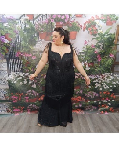Vestido Brillit Negro Flecos Lentejuelas - Gala Nochevieja