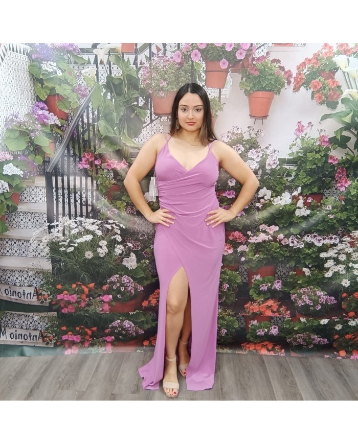 Vestido Largo Petru Azul Klein Drapeado - Invitada Boda