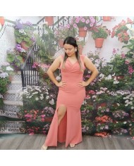 Vestido Largo Lia Lila Escote V Cruzado - Invitada Boda