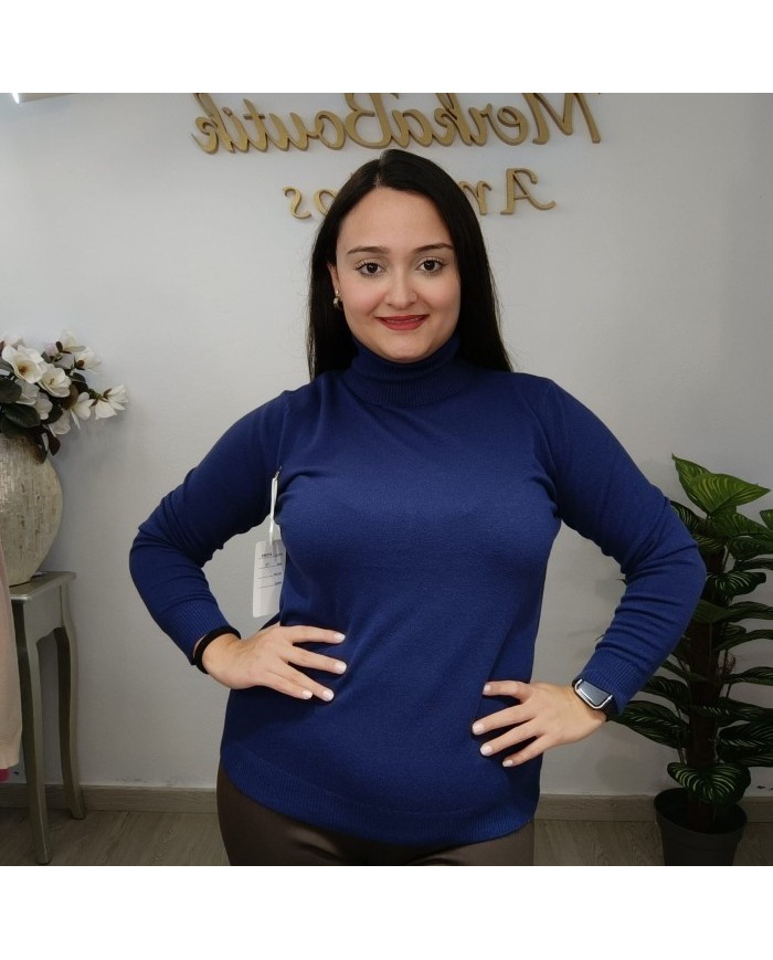 Jersey Básico Cuello Alto Mujer | Punto Manga Larga | Varios Colores