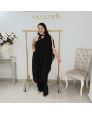 Mono Fiesta Galata Coral con Capa - Pantalón Palazzo Invitada