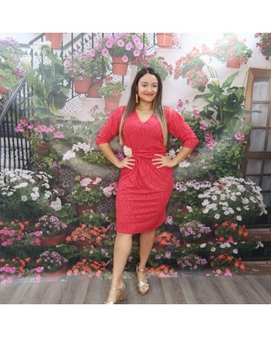 Vestido Corto Ángeles Coral Drapeado - Invitada Día Elegante