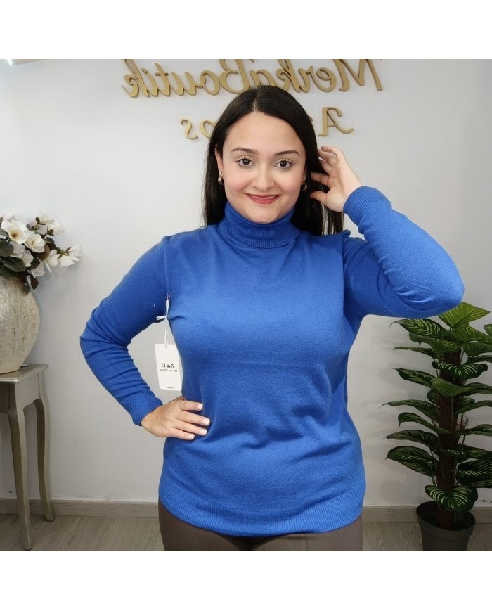 Jersey Básico Cuello Alto Mujer | Punto Manga Larga | Varios Colores