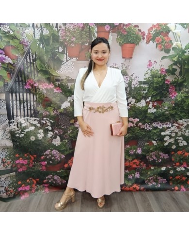 Conjunto Bianca Blusa Blanca Falda Azul Celeste - Invitada Boda